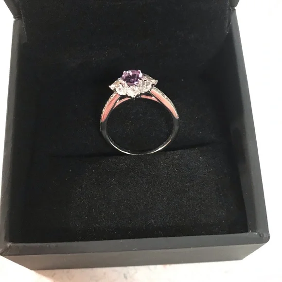 Oval Cut Amethyst Diamond Engagement Ring 3/4 ct TW 14k White Gold Kay S… - Picture 6 of 9